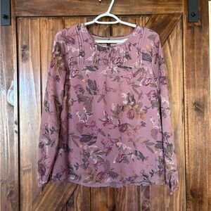 Christopher & Banks Floral Blouse in Dusty Rose